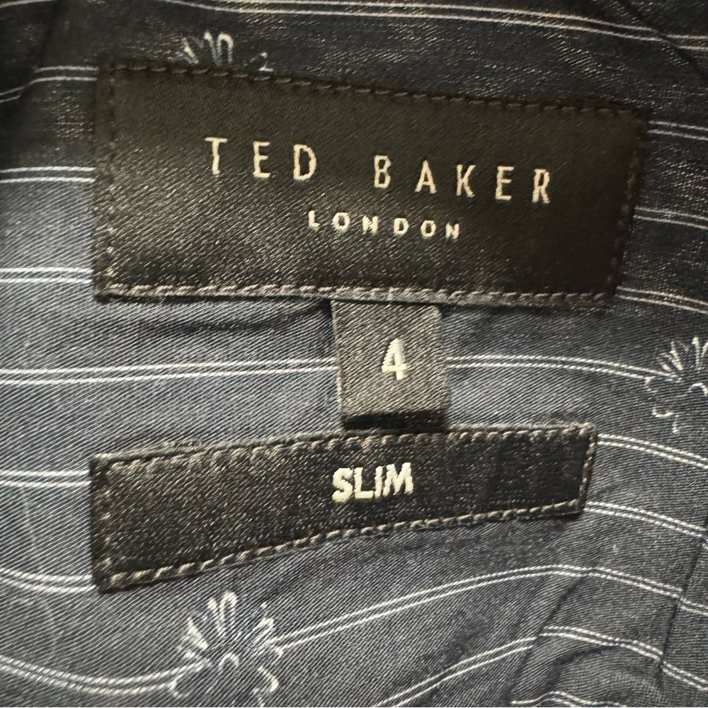 Ted Baker London Slim Fit Blue Geometric Print Shirt (Size 4 / L) - Picture 11 of 16